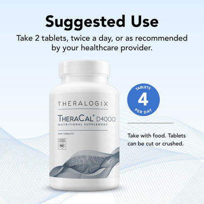 Theralogix TheraCal D4000 - Bone Health Support Supplement with Calcium, Magnesium, Vitamin D3, Vitamin K2 & Boron* - 90-Day Supply - NSF Certified - 360 Tablets