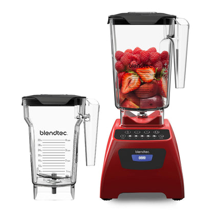 Blendtec Classic 575 Blender WildSide (90oz) and FourSide Jar (75 oz) BUNDLE-Professional-Grade Power-Self-Cleaning-4 Pre-programmed Cycles-5-Speeds-Poppy, 90 Oz, Poppy Red