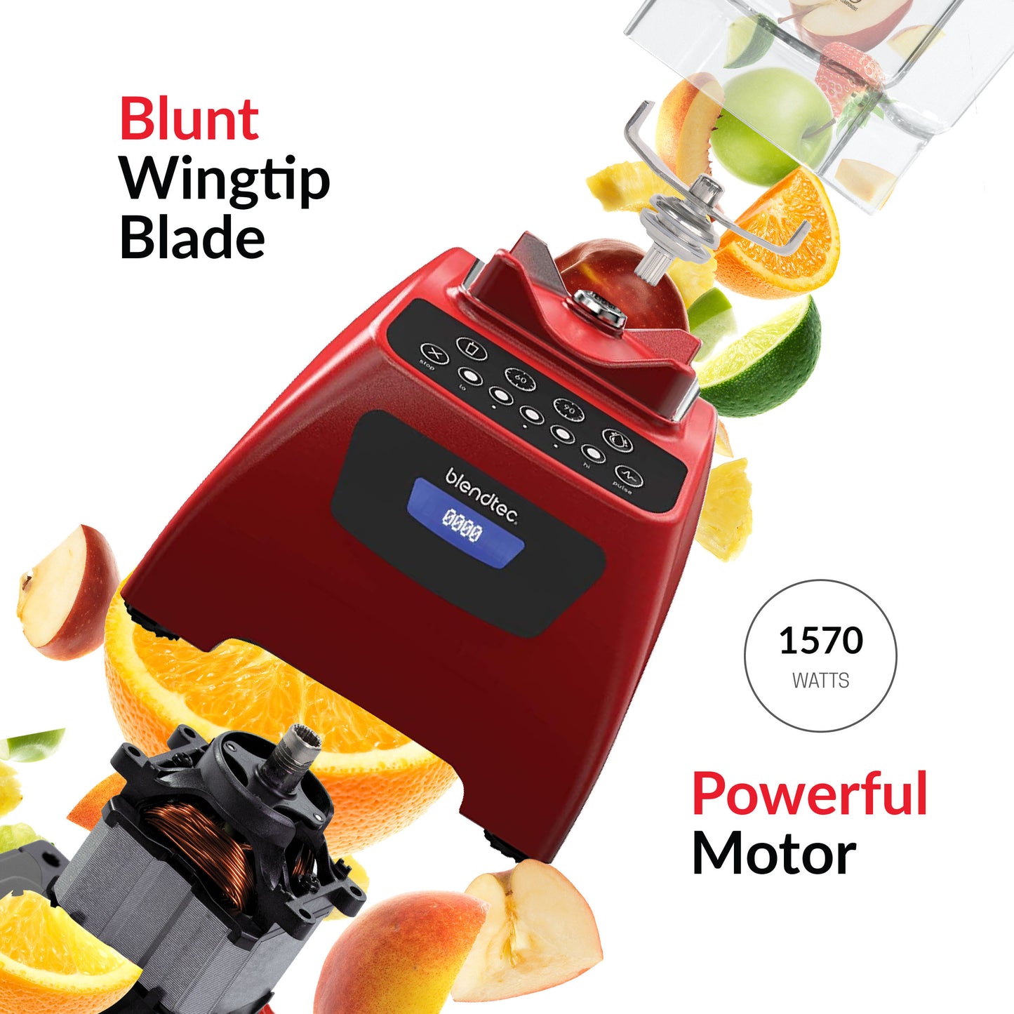 Blendtec Classic 575 Blender WildSide (90oz) and FourSide Jar (75 oz) BUNDLE-Professional-Grade Power-Self-Cleaning-4 Pre-programmed Cycles-5-Speeds-Poppy, 90 Oz, Poppy Red
