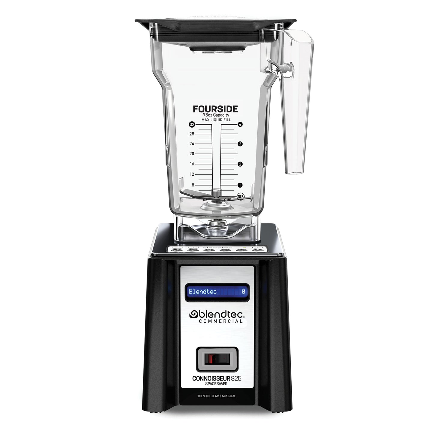 Blendtec Connoisseur 825, SpaceSaver, Commercial Blender, FourSide Jar, Vented Gripper Lid, Black