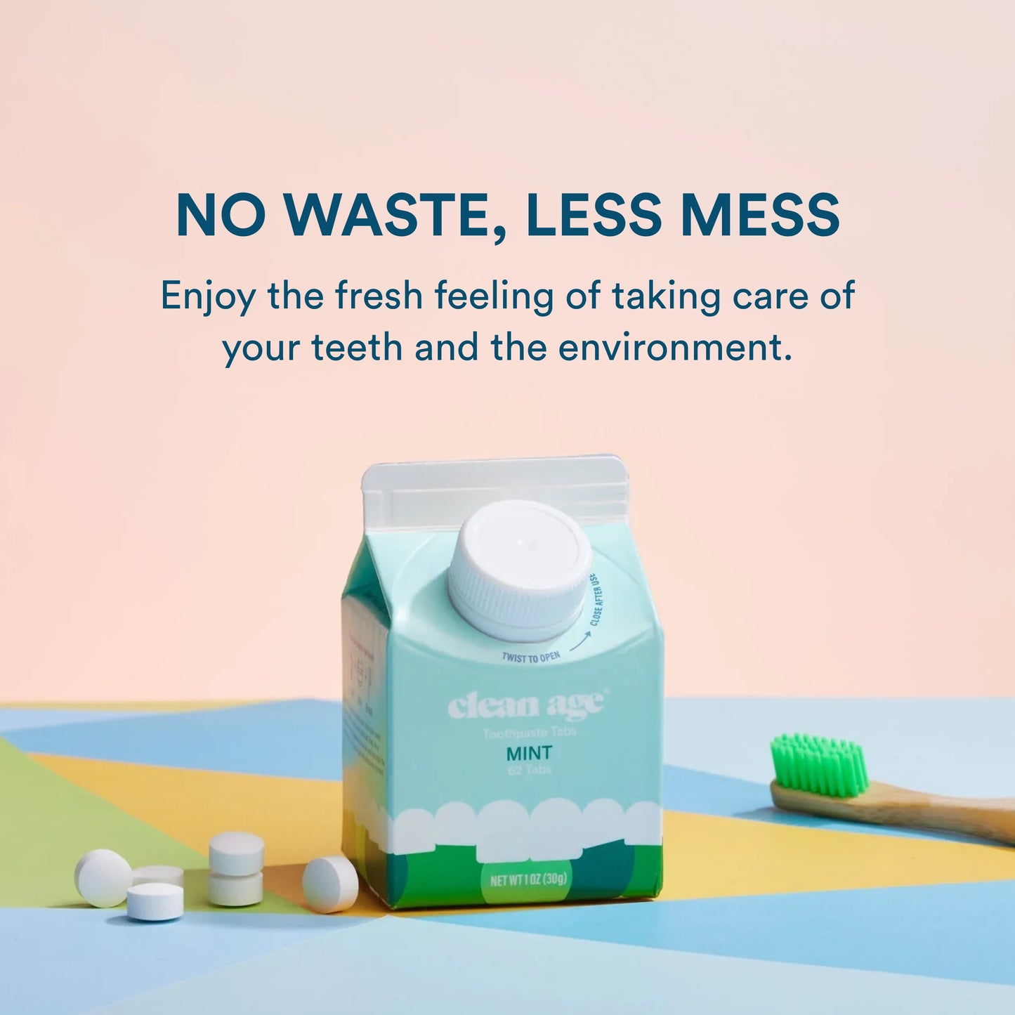 Clean Age 62 Count Mint Toothpaste Tabs 2PK Bundle