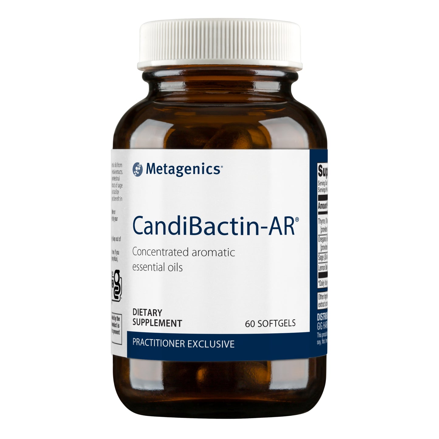 Metagenics CandiBactin-AR Nutritional Supplement Concentrated Thyme and Oregano Essential Oils Blended Bottle - 60 Count