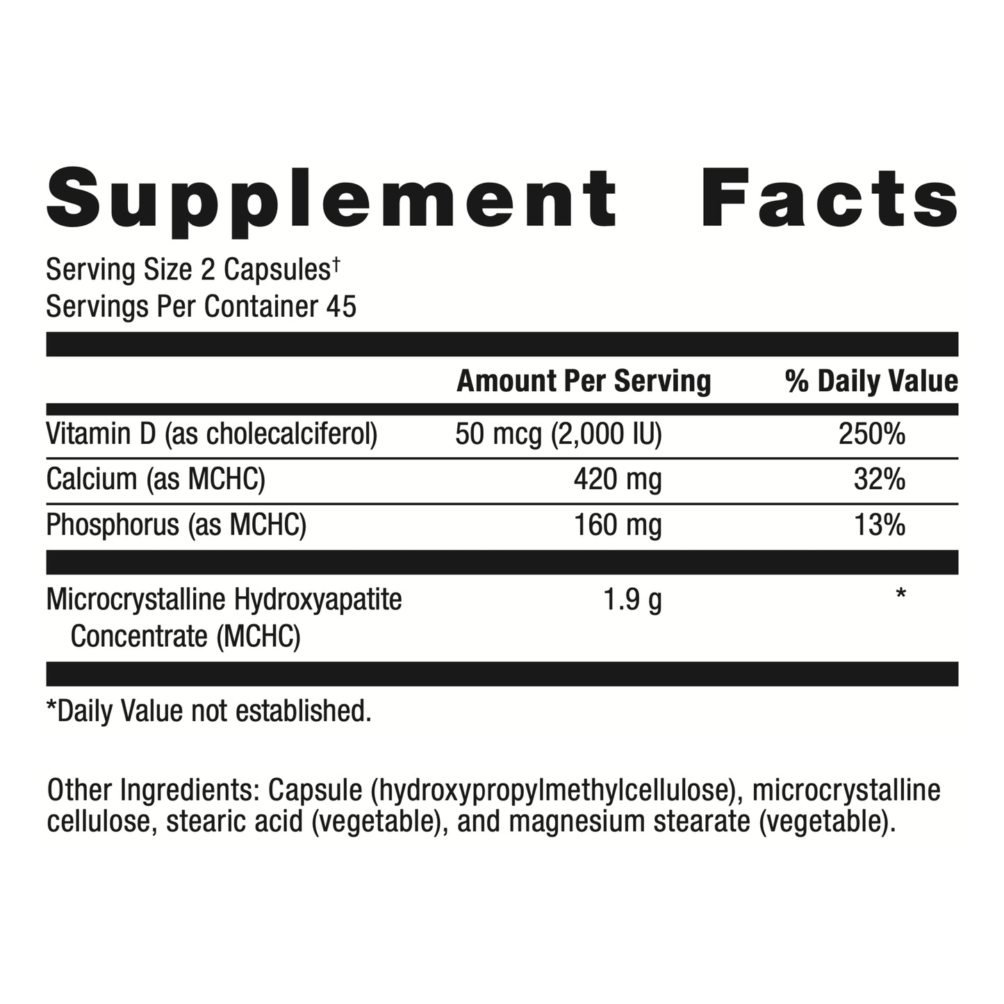 Metagenics Bone Builder Forte Capsules with Calcium, Phosphorus and Vitamin D 2000 IU to Help Maintain Healthy Bone Density - 45 Servings