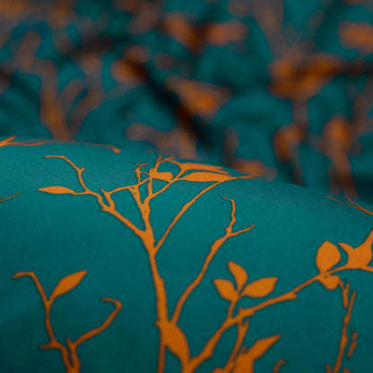 Chanasya 5-Piece Reversible Ultra Soft Brushed Microfiber Velvet Bedding Comforter Duvet Cover Set - Teal Yellow Bramble Leaves Foliage Print - (1 Duvet Cover & 4 Pillow Shams) - King Bed