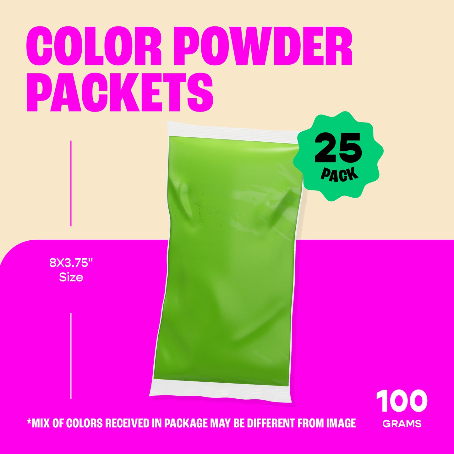 Color Powder Packets by Chameleon Colors ‚Äì 25 Assorted Individual Packets of 10 Colors. Super Sized 100 Gram Bags Give You More Powder and More Color Variety.