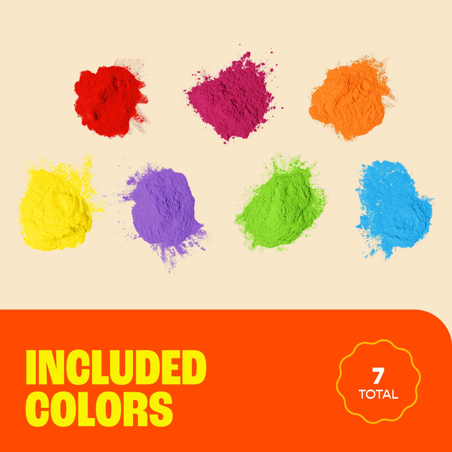 Chameleon Colors Rainbow Color Powder, 7 Colors of Holi Color, 7 Pounds (1 Pound per Bag), Pack of 7