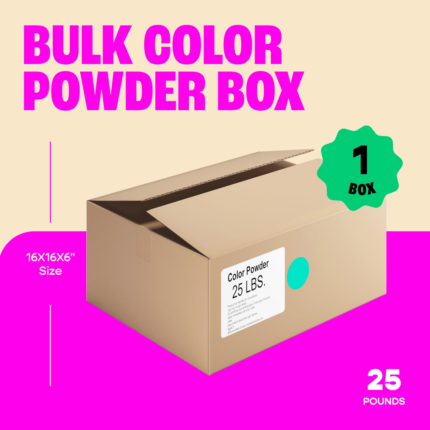Chameleon Colors - Bulk Color Powder - Aquamarine Holi Colored Chalk - 25 Pounds