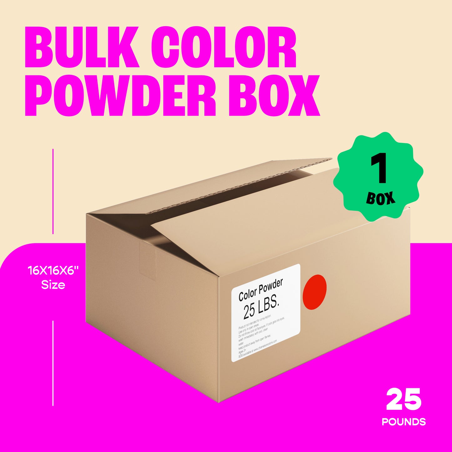 Chameleon Colors - Bulk Color Powder - Red Holi Colored Chalk - 25 Pounds