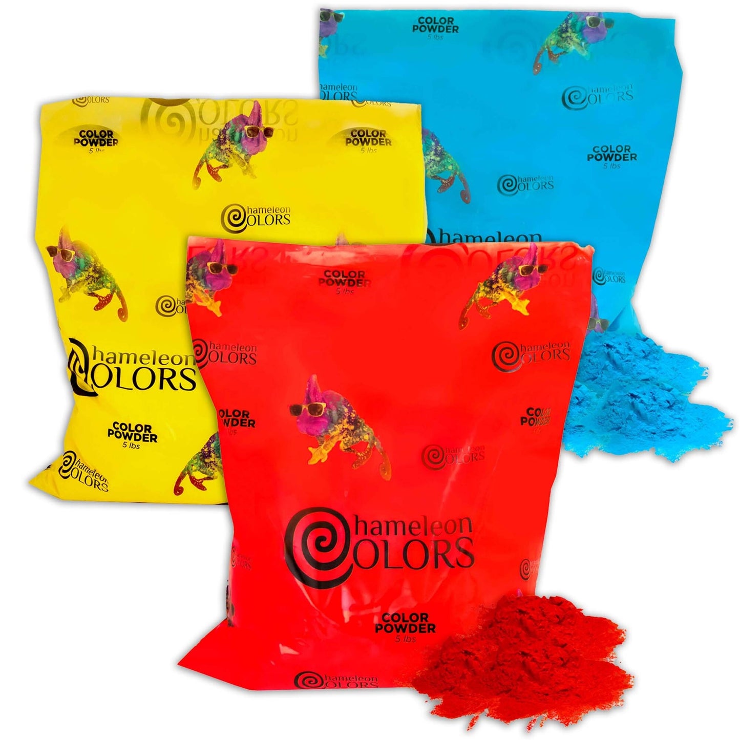 Chameleon Colors Color Powder, 3 Colors of Holi Powder, 15 Pounds (5 Pounds per Bag), Pack of 3