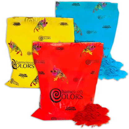 Chameleon Colors Color Powder, 3 Colors of Holi Powder, 15 Pounds (5 Pounds per Bag), Pack of 3