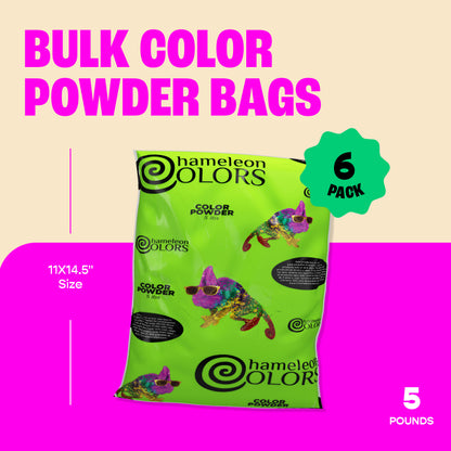 Chameleon Colors - 6 Colors of Holi Powder - 30 Pounds (5 Pounds per Bag) - Pack of 6