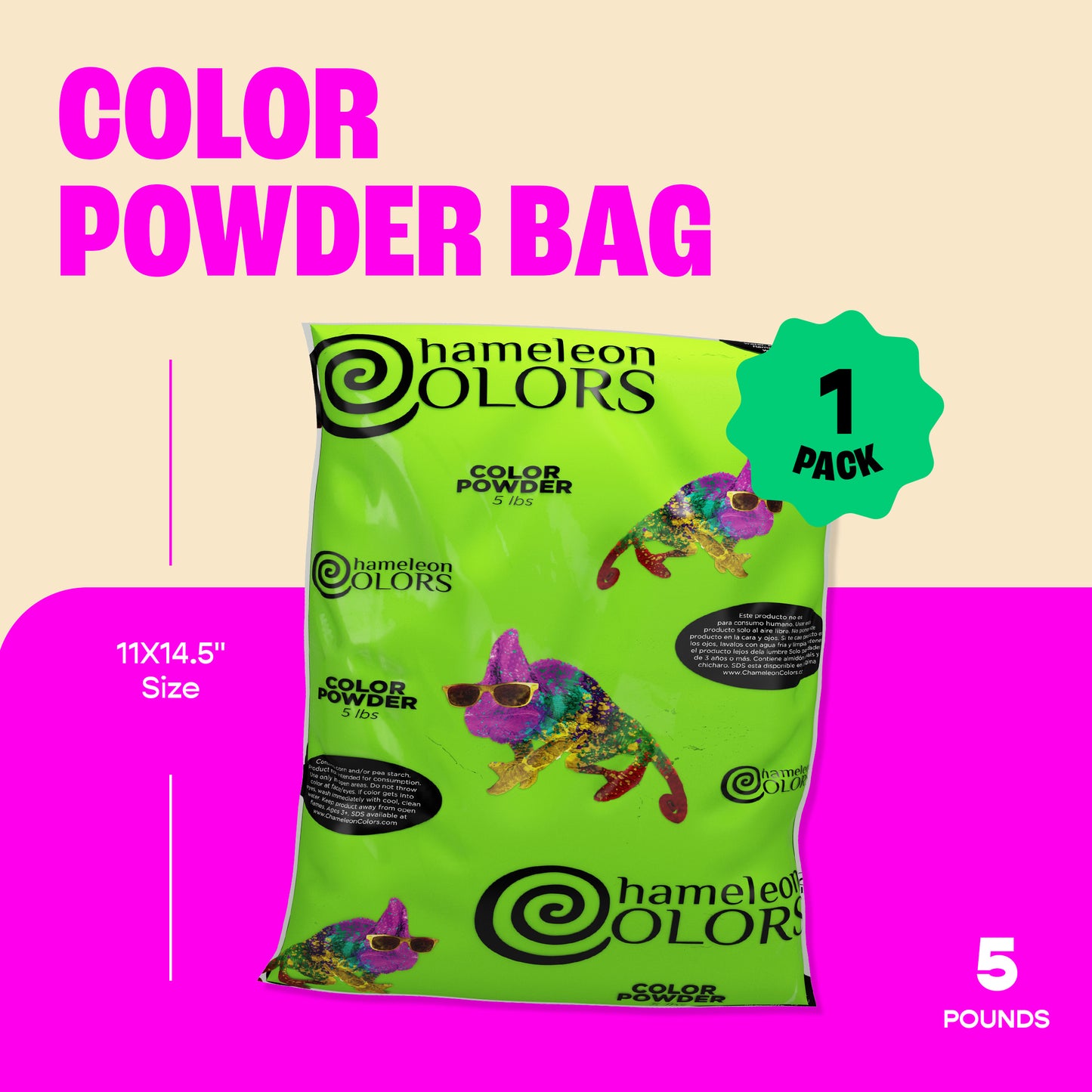 Chameleon Colors Color Powder, Green Color Powder, 5 Pounds