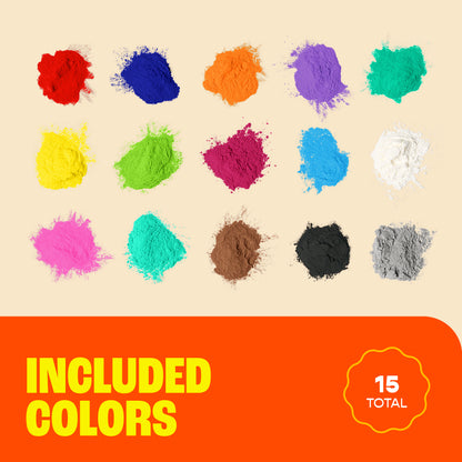 Holi Festival Color Powder - 15 color 15 pack 70g - Yellow, Pink, Green, Purple, Orange, Red, Aquamarine, Magenta, Navy Blue, True Blue, Black, Brown, Grey, White, Teal - Premium