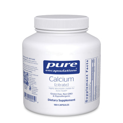 Pure Encapsulations Calcium (Citrate) | Supplement for Bones and Teeth, Colon Health, and Cardiovascular Support* | 180 counts