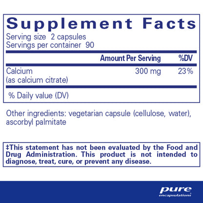 Pure Encapsulations Calcium (Citrate) | Supplement for Bones and Teeth, Colon Health, and Cardiovascular Support* | 180 counts