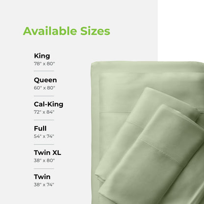 Cariloha Classic Bamboo 4-Piece Bed Sheet Set - Cooling and Comfortable for Rest and Relaxation - Flat and Fitted Sheet and Two Pillowcases - Queen - Sage