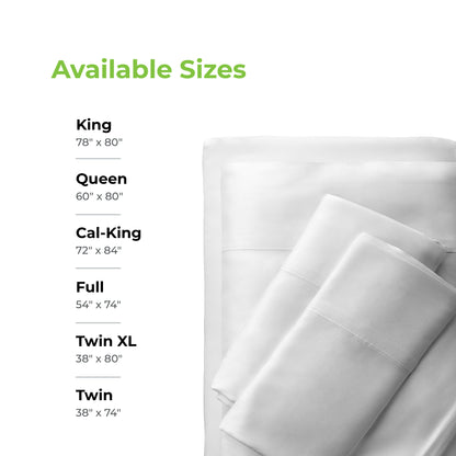 Cariloha Classic Bamboo 4-Piece Bed Sheet Set - Cooling and Comfortable for Rest and Relaxation - Flat and Fitted Sheet and Two Pillowcases - King - White