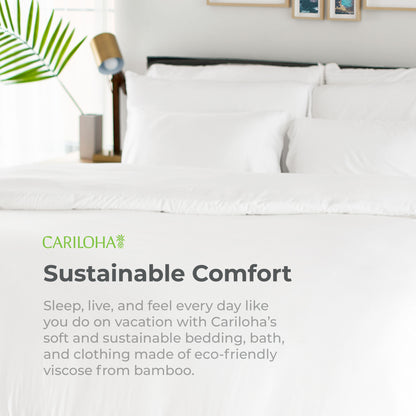 Cariloha Classic Bamboo 4-Piece Bed Sheet Set - Cooling and Comfortable for Rest and Relaxation - Flat and Fitted Sheet and Two Pillowcases - King - White