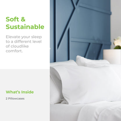 Cariloha Classic Bamboo Pillowcase Set - Enhanced Relaxation and Sleep - King - White