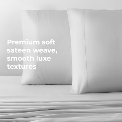 Cariloha Resort Bamboo 4-Piece Bed Sheet Set - Cooling, Odor-Resistant, Eco-Friendly, Hypoallergenic, Soft and Durable - Flat and Fitted Sheets and Two Pillowcases - King - White