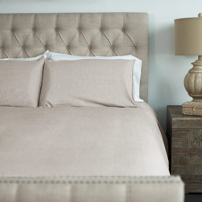 Cariloha Bamboo Linen Duvet Cover Set Includes Duvet Cover and 2 Pillow Shams - 3 Degrees Cooler Than Cotton - Soft and Smooth Bamboo-Linen Weave (Queen, Oatmeal)