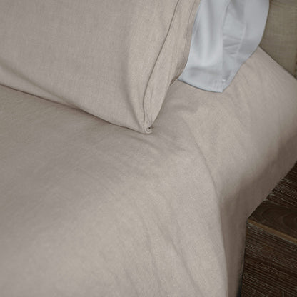 Cariloha Bamboo Linen Duvet Cover Set Includes Duvet Cover and 2 Pillow Shams - 3 Degrees Cooler Than Cotton - Soft and Smooth Bamboo-Linen Weave (King, Oatmeal)