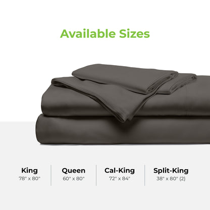 Cariloha Resort Bamboo 4-Piece Bed Sheet Set - Cooling, Odor-Resistant, Eco-Friendly, Hypoallergenic, Soft and Durable - Flat and Fitted Sheets and Two Pillowcases - Queen - Onyx