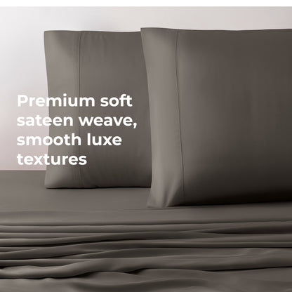 Cariloha Resort Bamboo 4-Piece Bed Sheet Set - Cooling, Odor-Resistant, Eco-Friendly, Hypoallergenic, Soft and Durable - Flat and Fitted Sheets and Two Pillowcases - King - Onyx