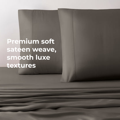 Cariloha Resort Bamboo 4-Piece Bed Sheet Set - Cooling, Odor-Resistant, Eco-Friendly, Hypoallergenic, Soft and Durable - Flat and Fitted Sheets and Two Pillowcases - California King - Onyx