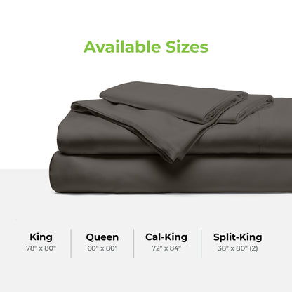 Cariloha Resort Bamboo 4-Piece Bed Sheet Set - Cooling, Odor-Resistant, Eco-Friendly, Hypoallergenic, Soft and Durable - Flat and Fitted Sheets and Two Pillowcases - California King - Onyx