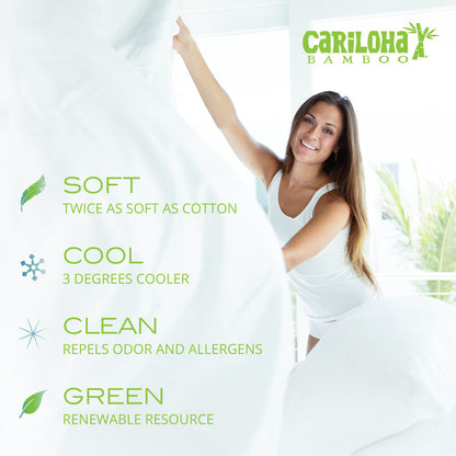 Cariloha Resort Bamboo 4-Piece Bed Sheet Set - Cooling, Odor-Resistant, Eco-Friendly, Hypoallergenic, Soft and Durable - Flat and Fitted Sheets and Two Pillowcases - Queen - Coconut Milk