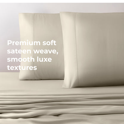 Cariloha Resort Bamboo 4-Piece Bed Sheet Set - Cooling, Odor-Resistant, Eco-Friendly, Hypoallergenic, Soft and Durable - Flat and Fitted Sheets and Two Pillowcases - King - Coconut Milk