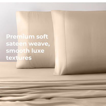 Cariloha Resort Bamboo 4-Piece Bed Sheet Set - Cooling, Odor-Resistant, Eco-Friendly, Hypoallergenic, Soft and Durable - Flat and Fitted Sheets and Two Pillowcases - King - Stone