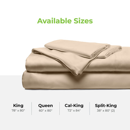 Cariloha Resort Bamboo 4-Piece Bed Sheet Set - Cooling, Odor-Resistant, Eco-Friendly, Hypoallergenic, Soft and Durable - Flat and Fitted Sheets and Two Pillowcases - King - Stone