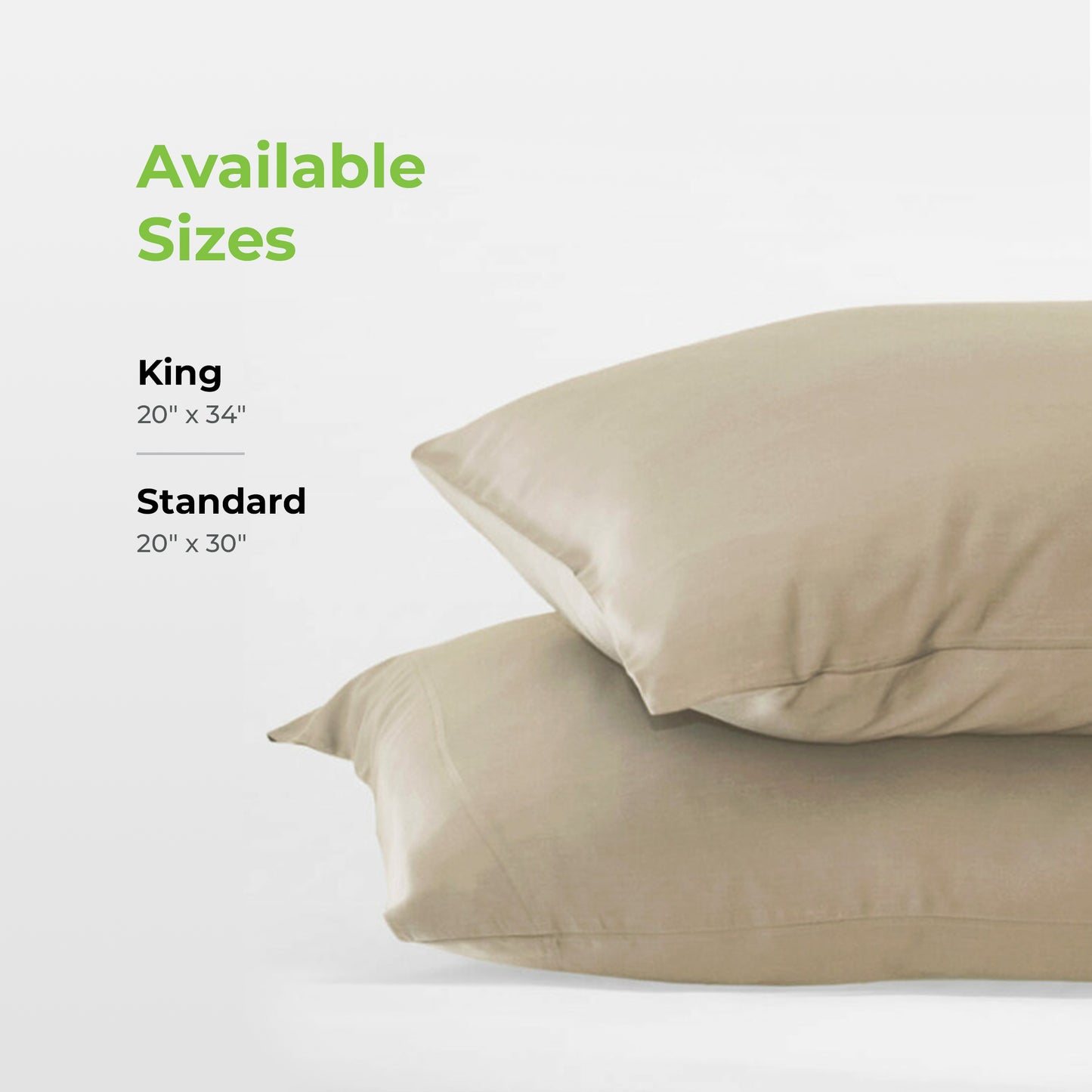 Cariloha Resort Bamboo Pillowcase Set - Breathable Fabric, Moisture-Wicking and Irresistibly Soft - King - Stone - Set of 2