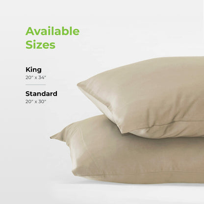 Cariloha Resort Bamboo Pillowcase Set - Breathable Fabric, Moisture-Wicking and Irresistibly Soft - King - Stone - Set of 2