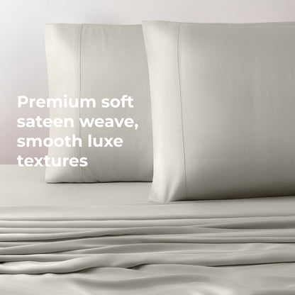 Cariloha Resort Bamboo 4-Piece Bed Sheet Set - Cooling, Odor-Resistant, Eco-Friendly, Hypoallergenic, Soft and Durable - Flat and Fitted Sheets and Two Pillowcases - Queen - Harbor Gray