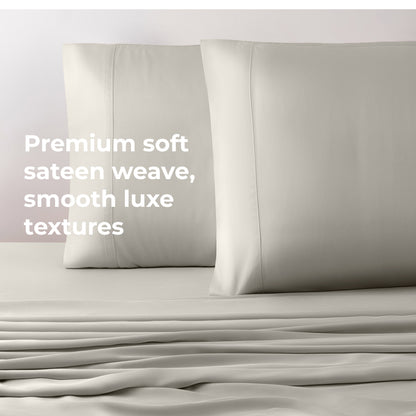 Cariloha Resort Bamboo 4-Piece Bed Sheet Set - Cooling, Odor-Resistant, Eco-Friendly, Hypoallergenic, Soft and Durable - Flat and Fitted Sheets and Two Pillowcases - King - Harbor Gray