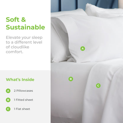 Cariloha Classic Bamboo 4-Piece Bed Sheet Set - Cooling and Comfortable for Rest and Relaxation - Flat and Fitted Sheet and Two Pillowcases - Full - Tahitian Breeze