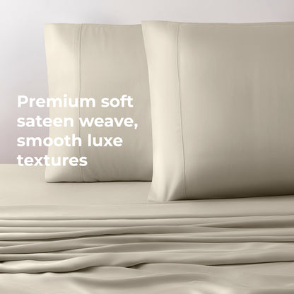 Cariloha Resort Bamboo 4-Piece Bed Sheet Set - Cooling, Odor-Resistant, Eco-Friendly, Hypoallergenic, Soft and Durable - Flat and Fitted Sheets and Two Pillowcases - Split King - Coconut Milk