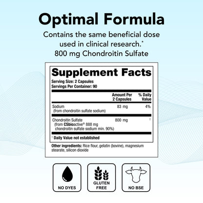 Theralogix OptiFlex-C Chondroitin Sulfate - 90-Day Supply - Chondroitin Capsules - Support Healthy Joint Function and Mobility - Joint Support Supplement for Women & Men - NSF Certified - 180 Capsules
