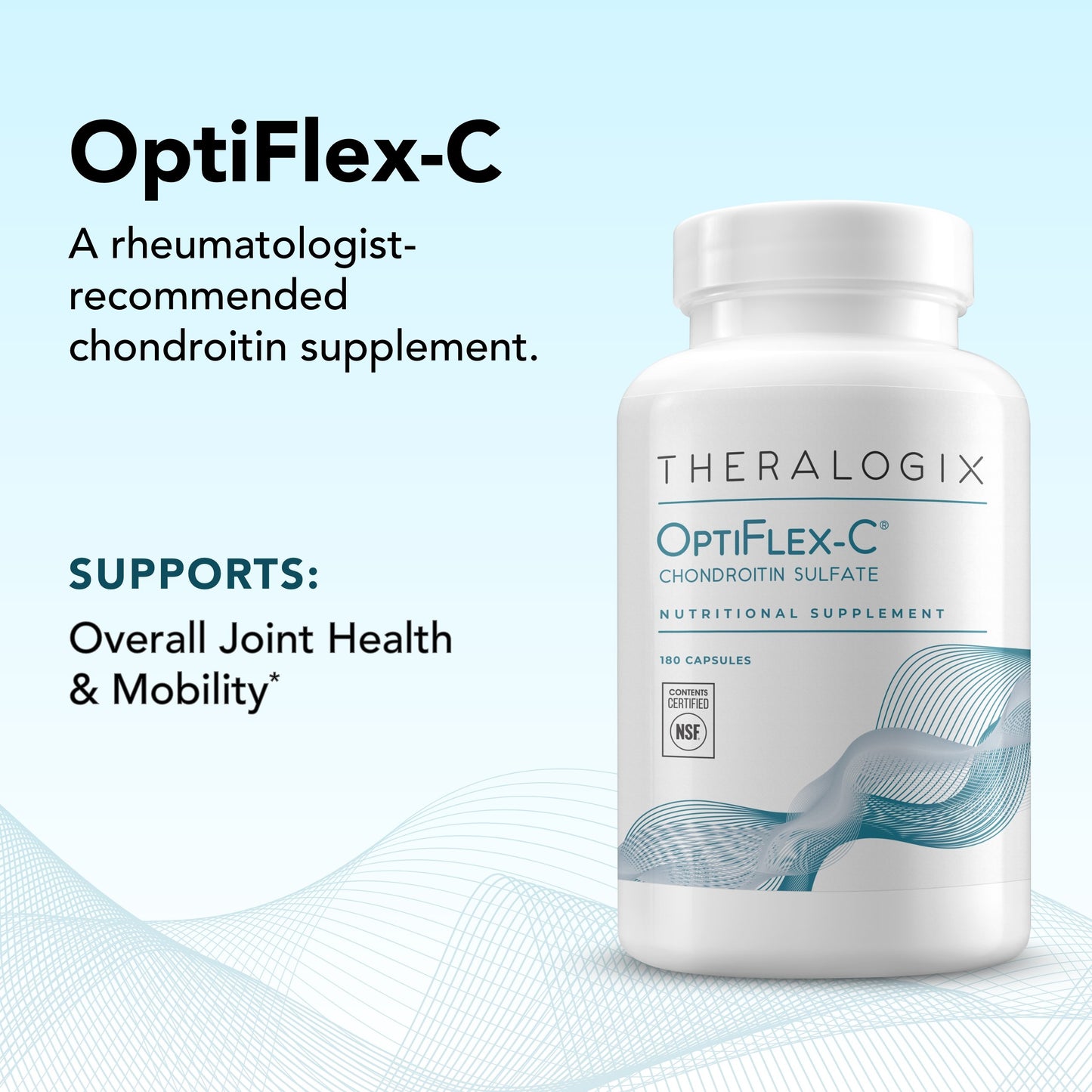 Theralogix OptiFlex-C Chondroitin Sulfate - 90-Day Supply - Chondroitin Capsules - Support Healthy Joint Function and Mobility - Joint Support Supplement for Women & Men - NSF Certified - 180 Capsules