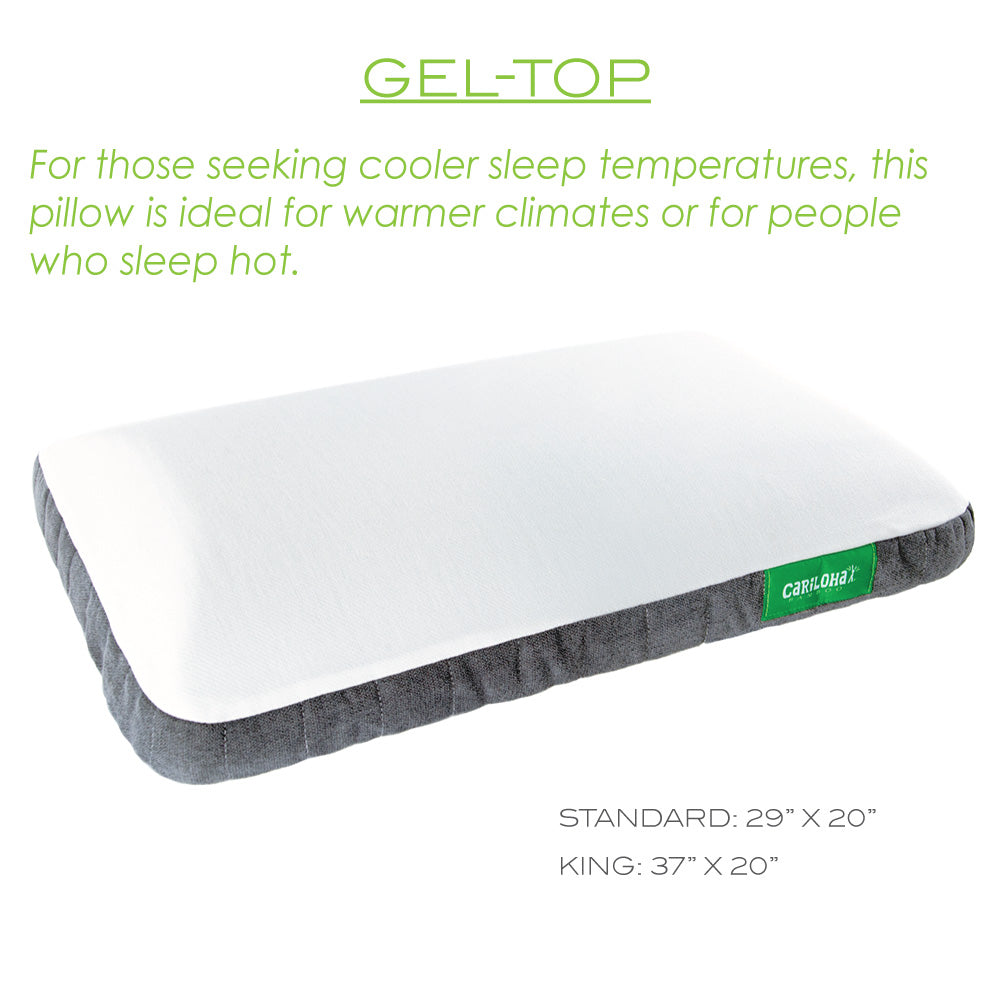 Cariloha Gel Pillow - Memory Foam Pillow with Cooling Gel and Washable Bamboo-Viscose Cover - White - King