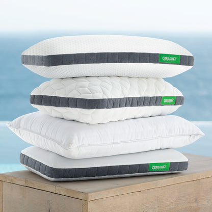 Cariloha Bamboo Retreat Pillow - Neck Support Pillow - Charcoal Memory Foam with Airflow Perforation - Standard - White