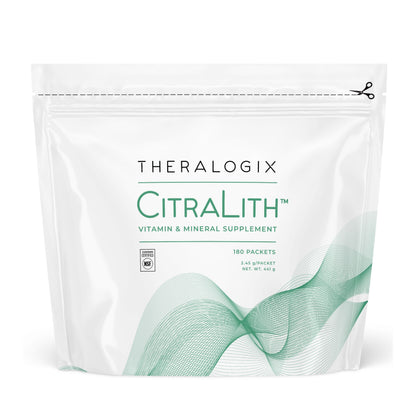 Theralogix CitraLith Vitamin & Mineral Supplement - 90-Day Supply - Kidney Health Supplement - Supports Healthy Kidney Function - Includes Magnesium, Sodium & Potassium - NSF Certified - 180 Packets