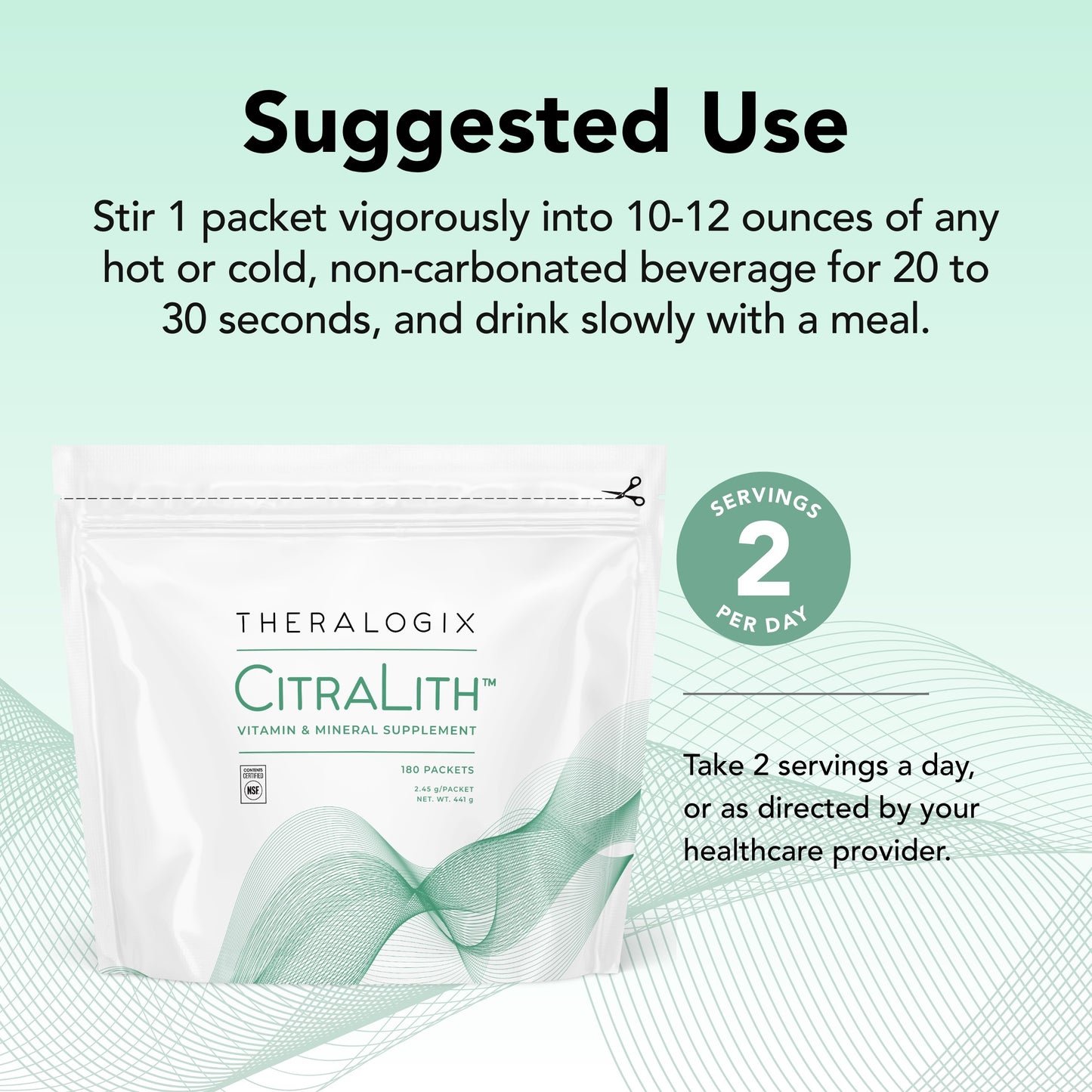 Theralogix CitraLith Vitamin & Mineral Supplement - 90-Day Supply - Kidney Health Supplement - Supports Healthy Kidney Function - Includes Magnesium, Sodium & Potassium - NSF Certified - 180 Packets