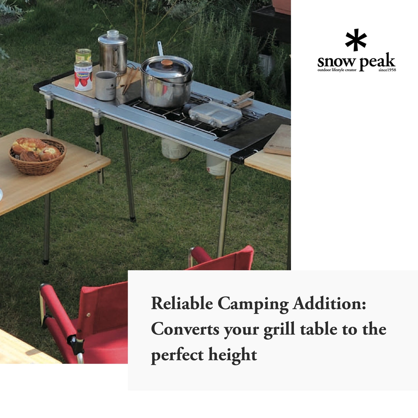 Snow Peak Leg Set - Iron Grill Table Setup Tool - Stainless Steel - Set of 2-6 lbs - 830 mm