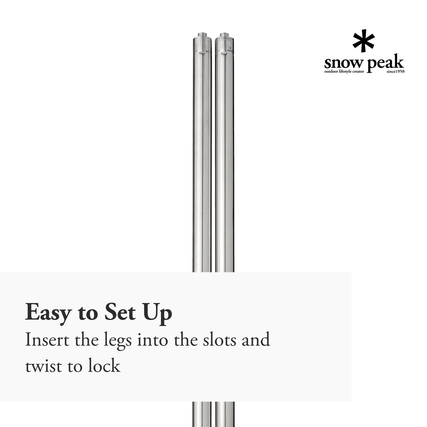 Snow Peak Leg Set - Iron Grill Table Setup Tool - Stainless Steel - Set of 2-6 lbs - 830 mm