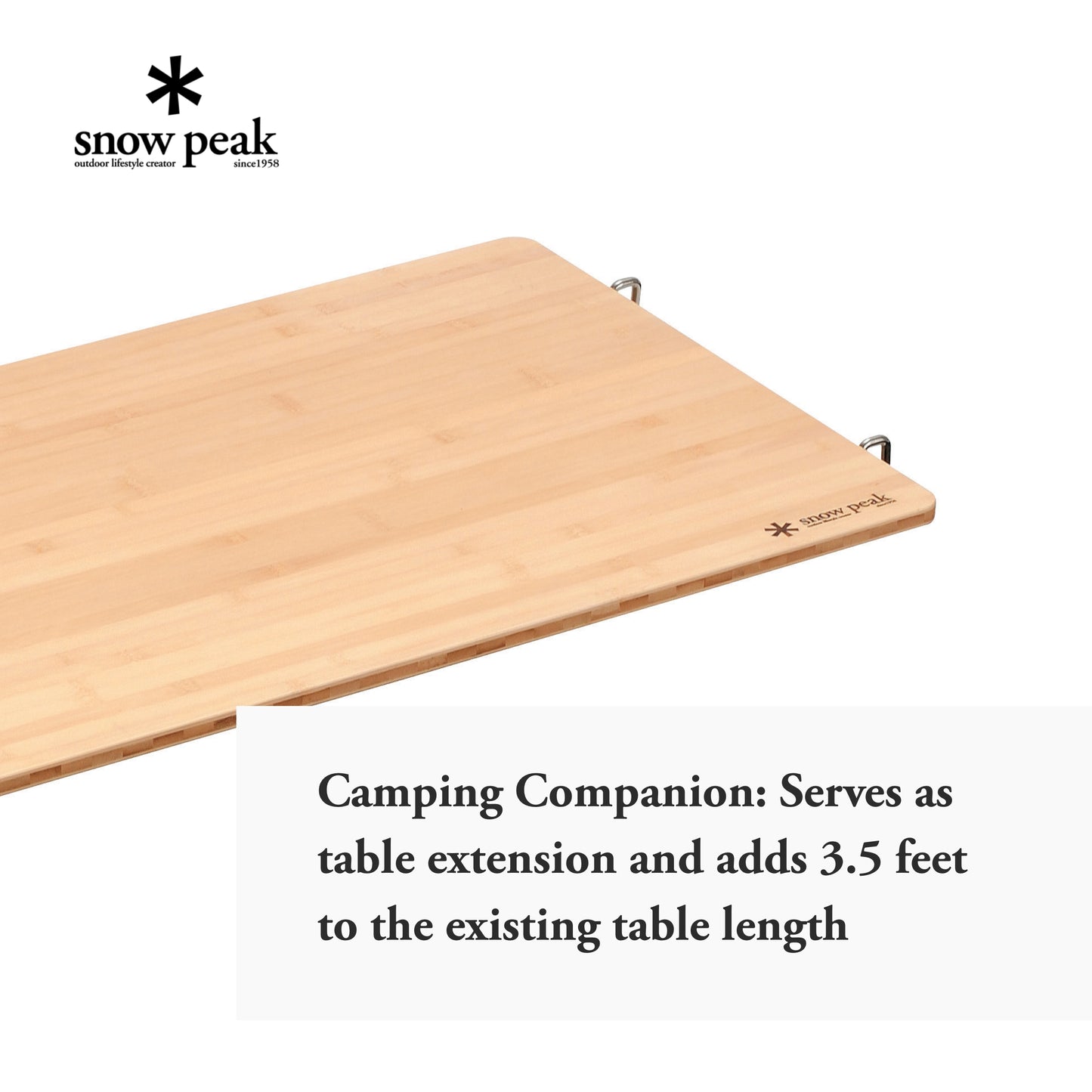 Snow Peak Renewed Bamboo Iron Grill Table - Table Extension for Camping Table - 12.5 Ibs