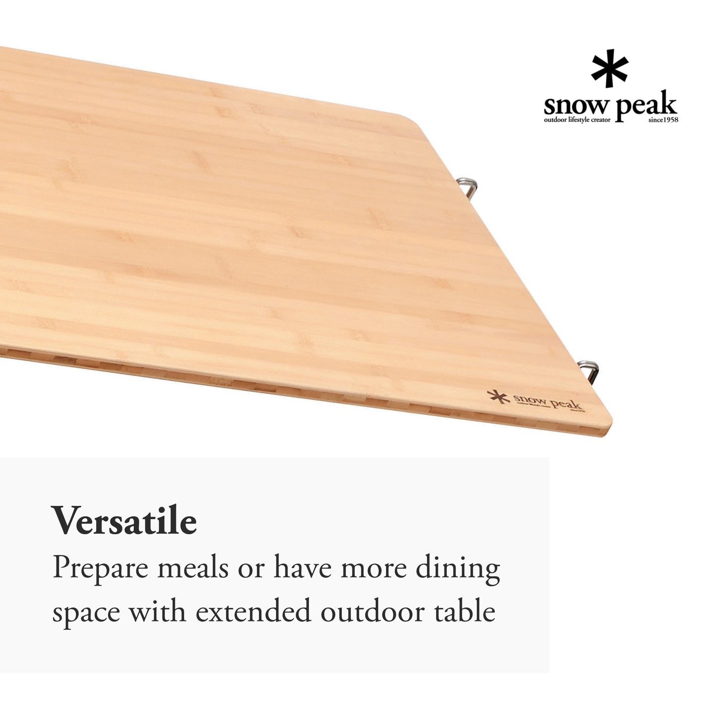 Snow Peak Renewed Bamboo Iron Grill Table - Table Extension for Camping Table - 12.5 Ibs